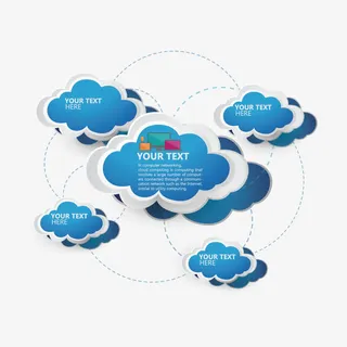 矢量蓝色云信息图免抠