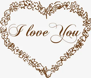 手绘棕色漫画爱心免抠