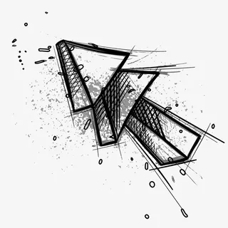 卡通时尚银色弯曲箭头装饰PPT免抠