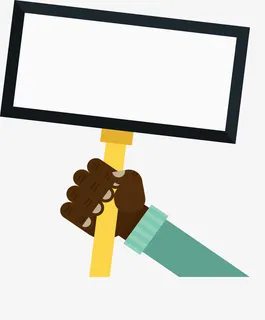 手拿牌子卡通标题框免抠