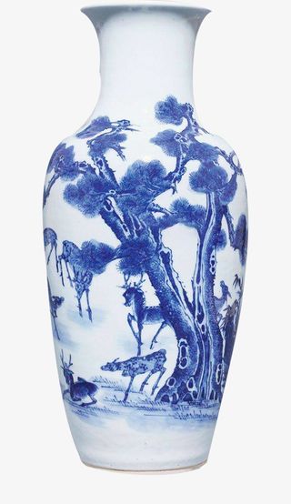 水墨青花长瓷瓶免扣png素材免抠