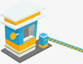 3D矢量卡通停车门禁免抠