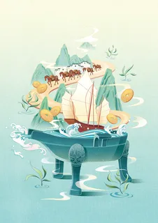 文艺清新黄山系列背景高清