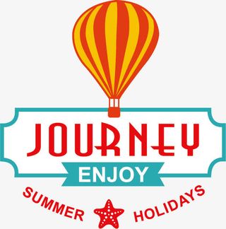 矢量创意热气球旅游标签免抠