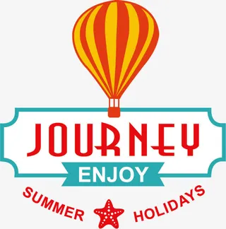 矢量创意热气球旅游标签免抠