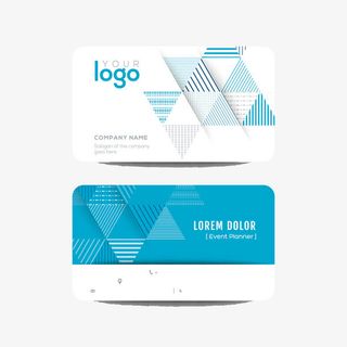 蓝色几何名片免抠