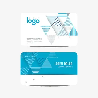 蓝色几何名片免抠