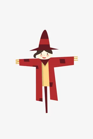 一个红色的稻草人免抠