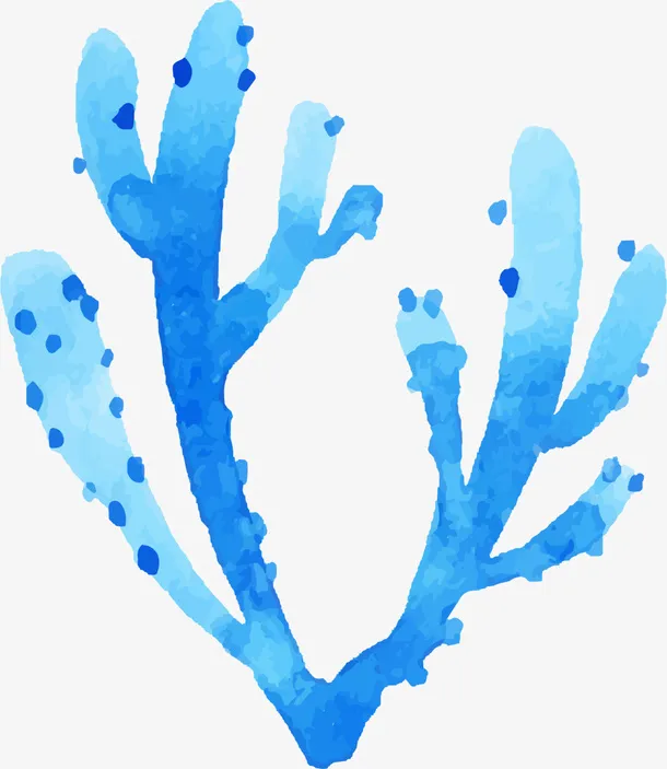 世界海洋日手绘蓝色珊瑚免抠