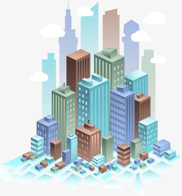 3D时尚都市楼群设计矢量素材免抠