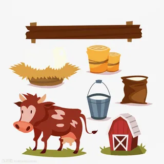 卡通奶牛牧场免抠