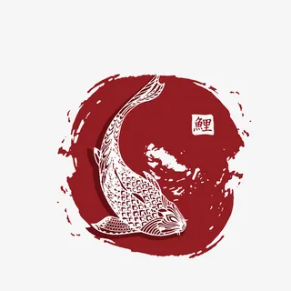 红色鲤鱼手绘图免抠