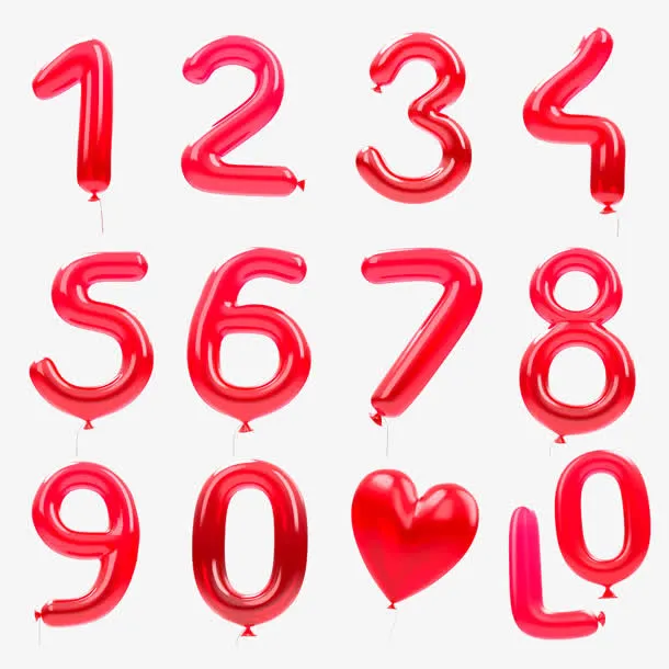 数字气球红色免抠