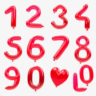 数字气球红色免抠