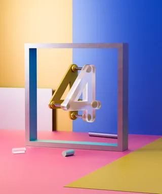 蓝黄色背景立体数字