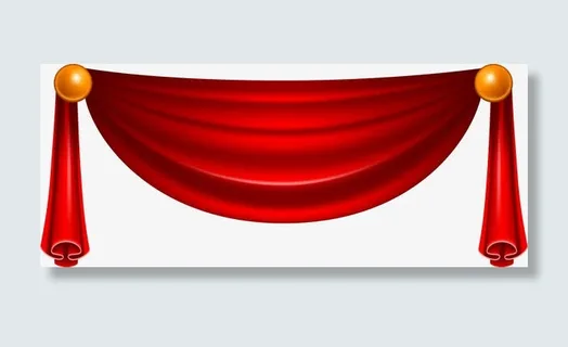 红色矢量帘子免抠