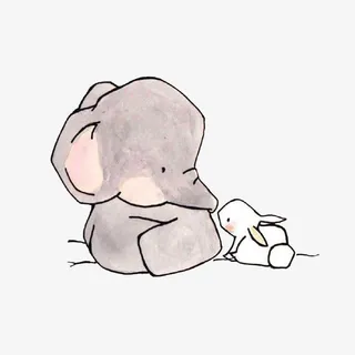 大象和小白兔免抠
