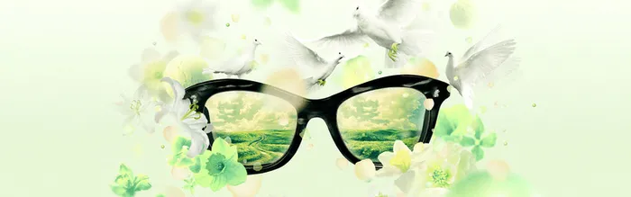 创意眼镜里的世界背景高清