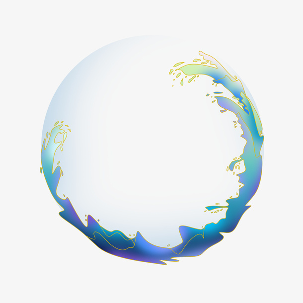 球形创意国潮波浪形边框免抠