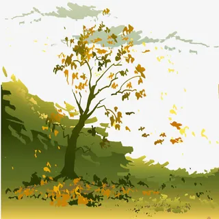 秋风中的枯叶免抠