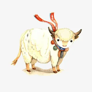 手绘卡通小山羊免抠