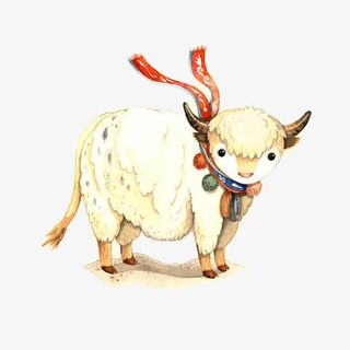 手绘卡通小山羊免抠