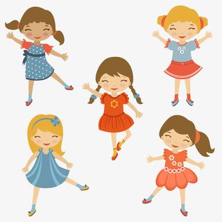 可爱的卡通跳芭蕾的女孩们插画免免抠