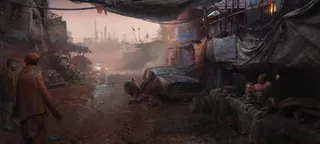 创意手绘衰败海港免抠