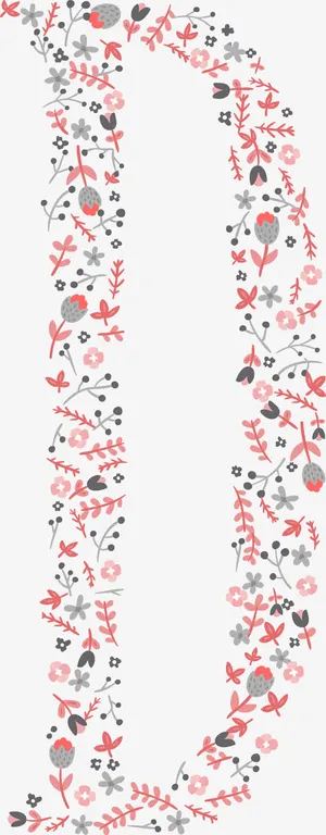 手绘植物字母D免抠