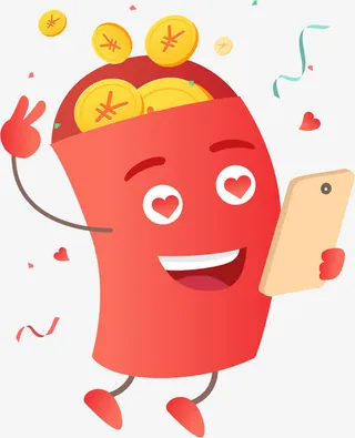 卡通拿着手机的红包免抠图免抠手绘/卡通卡通元素
