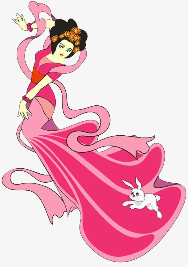 手绘美女免抠