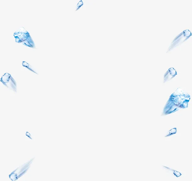 发散飞舞悬浮的冰颗粒冰块免抠