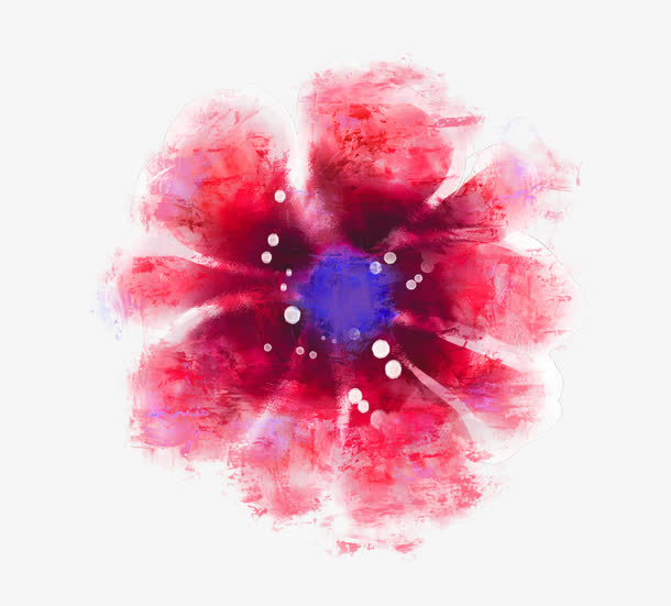 红色手绘花卉免抠