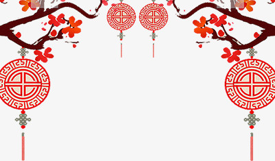 中国风中国结和梅花图免抠