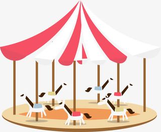 游乐场立体旋转木马免抠