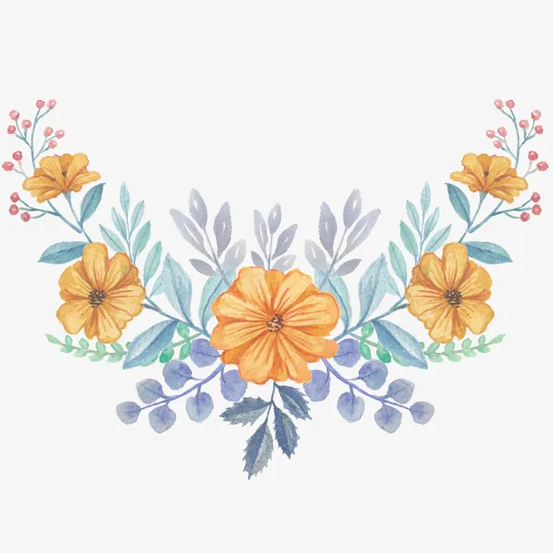 手绘卡通装饰花瓣花草装饰海报设免抠