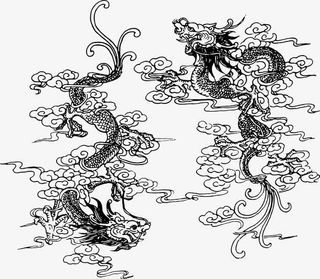 手绘龙飞凤舞图免抠