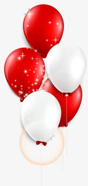 红色简约气球装饰图案免抠