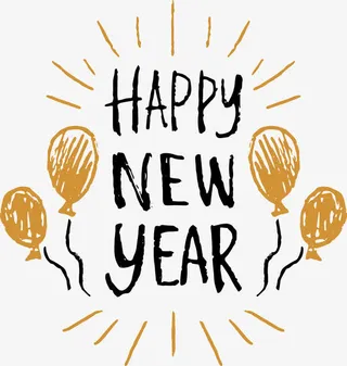 卡通手绘新年标签免抠
