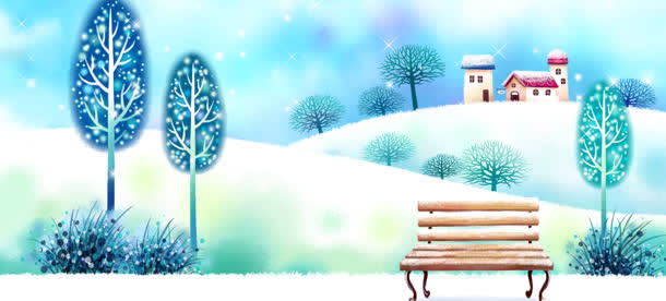 唯美冬季雪景海报背景banner