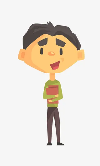 抱着书的卡通男孩免抠