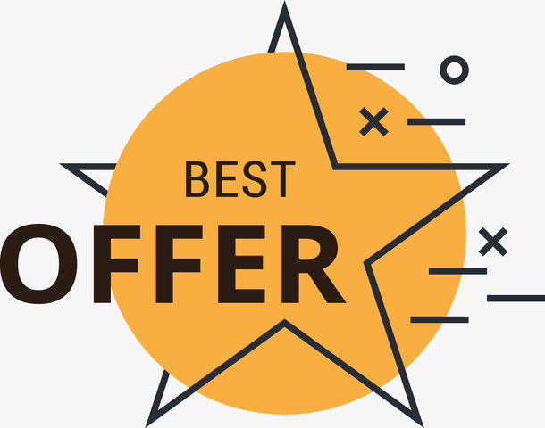 黄底黑色BEST OFFER字体宣传标识免抠