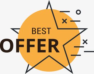 黄底黑色BEST OFFER字体宣传标识免抠