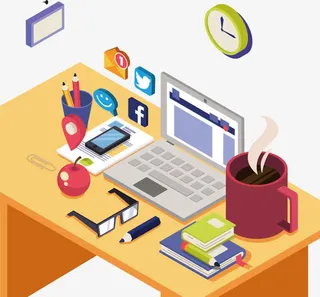 办公室场景矢量免抠