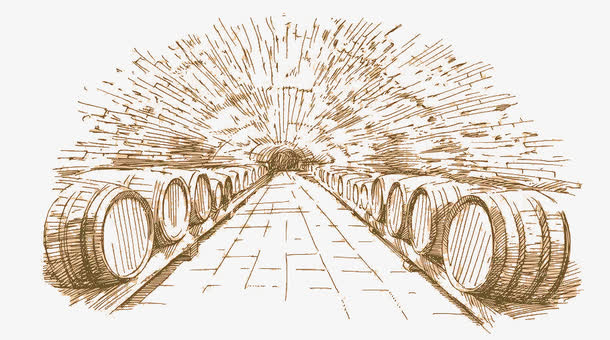 葡萄酒庄园素描免抠