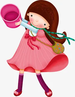 六一儿童节女孩泼水卡通免抠