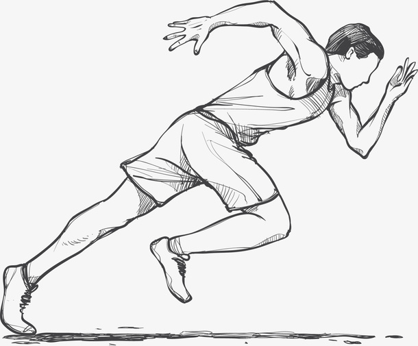 手绘起步狂奔的男人免抠