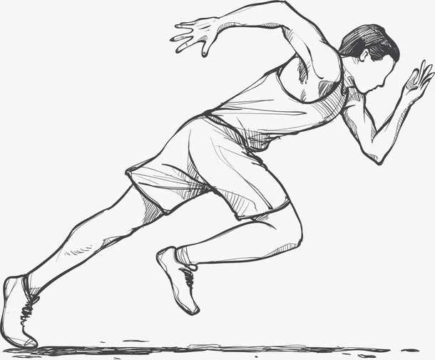 手绘起步狂奔的男人免抠