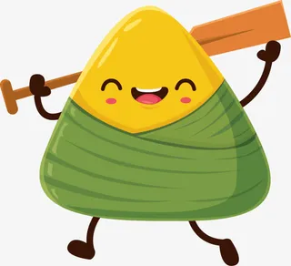 端午节举着船桨的粽子免抠