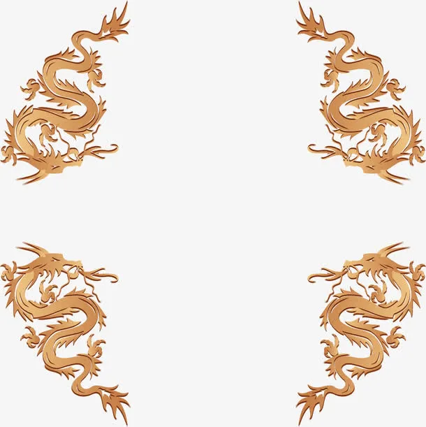 矢量手绘金龙边框免抠